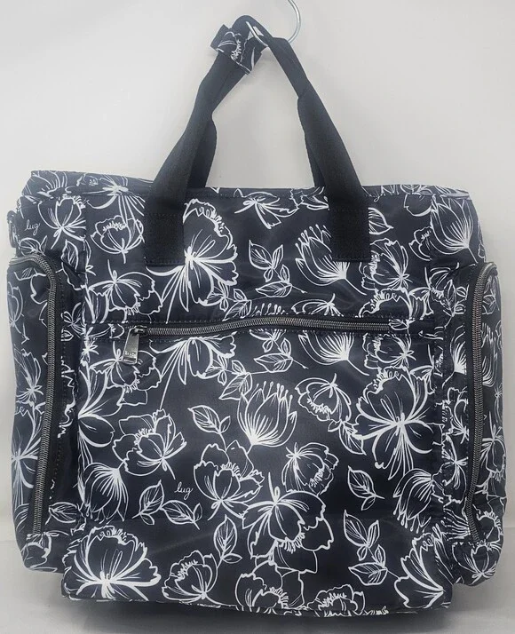 Lug Bustle Convertible Tote Crossbody Adjustable Strap Outline Floral Black NWT - Picture 2 of 9